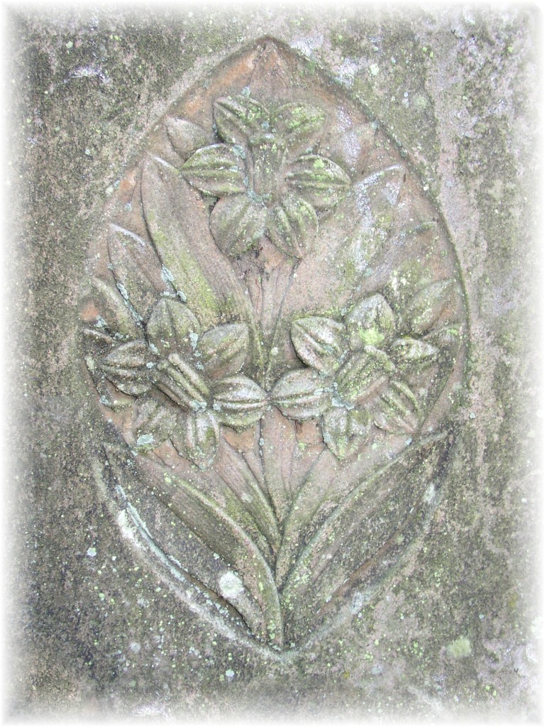 Stone carved with flowers