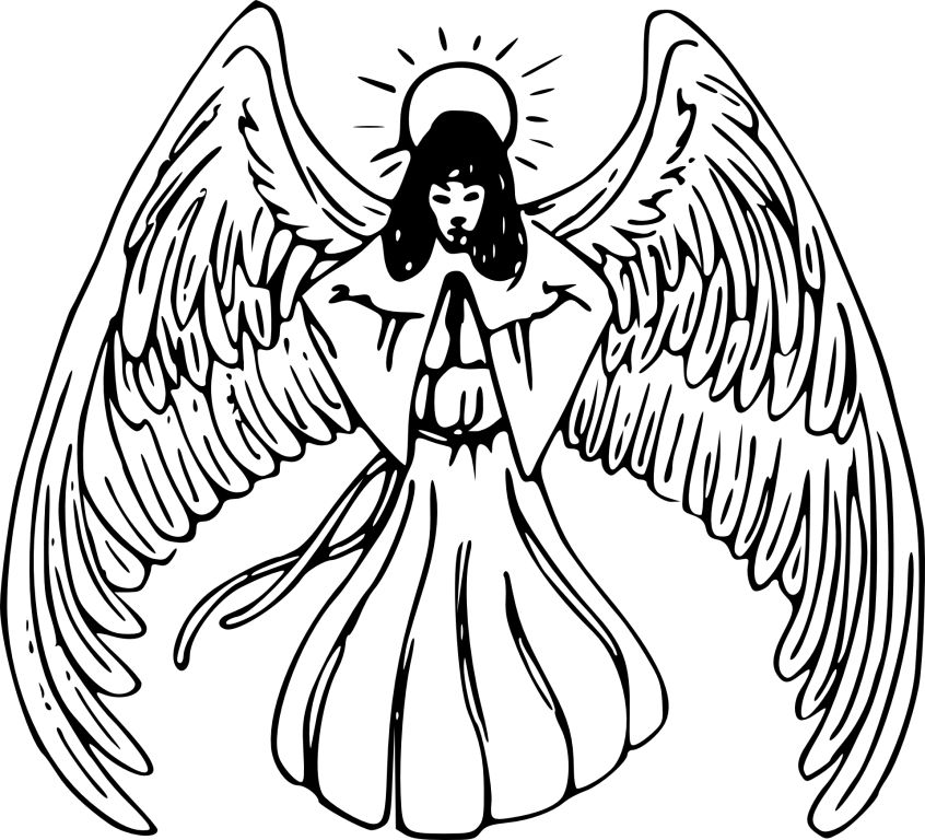 Angel praying B&W graphic