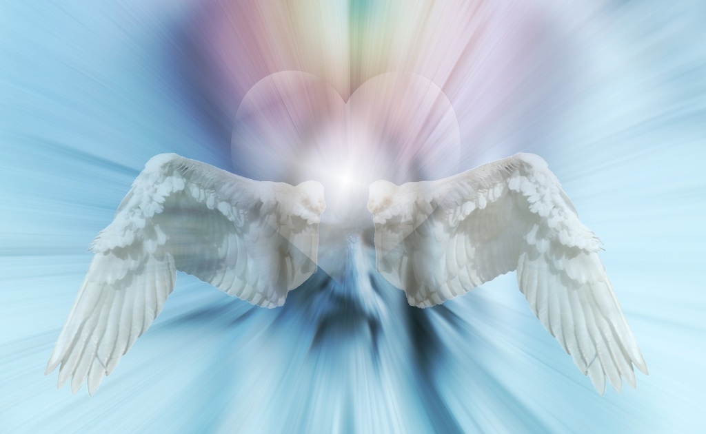 Heart & Angel Wings with display of light & colour