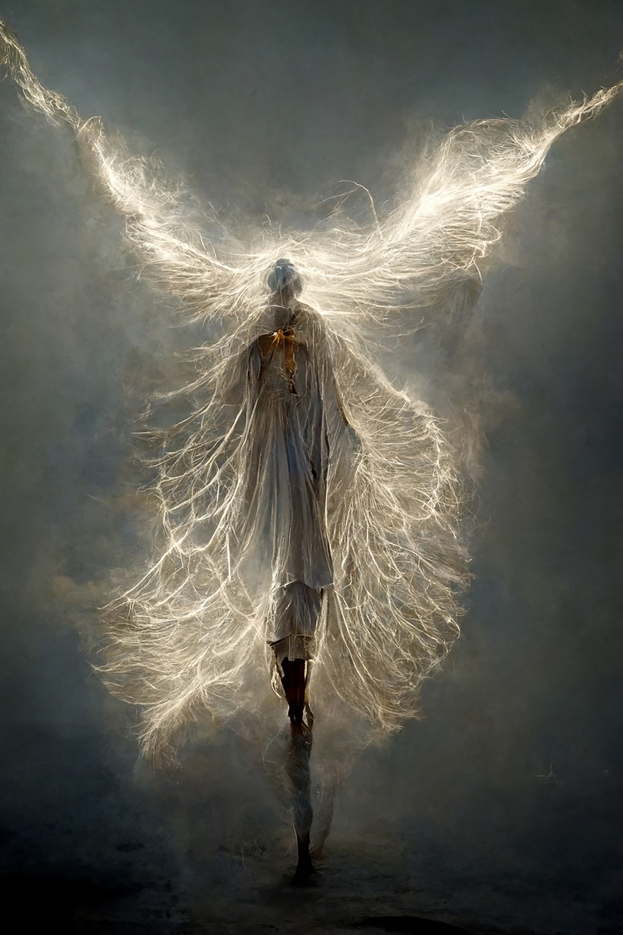 Solar-type lightning traces the body of a person, including wings. It makes the person look like an angel.