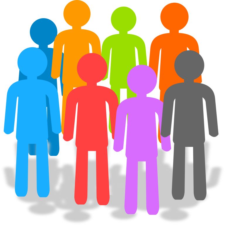 Graphic of silhouetted colourful people