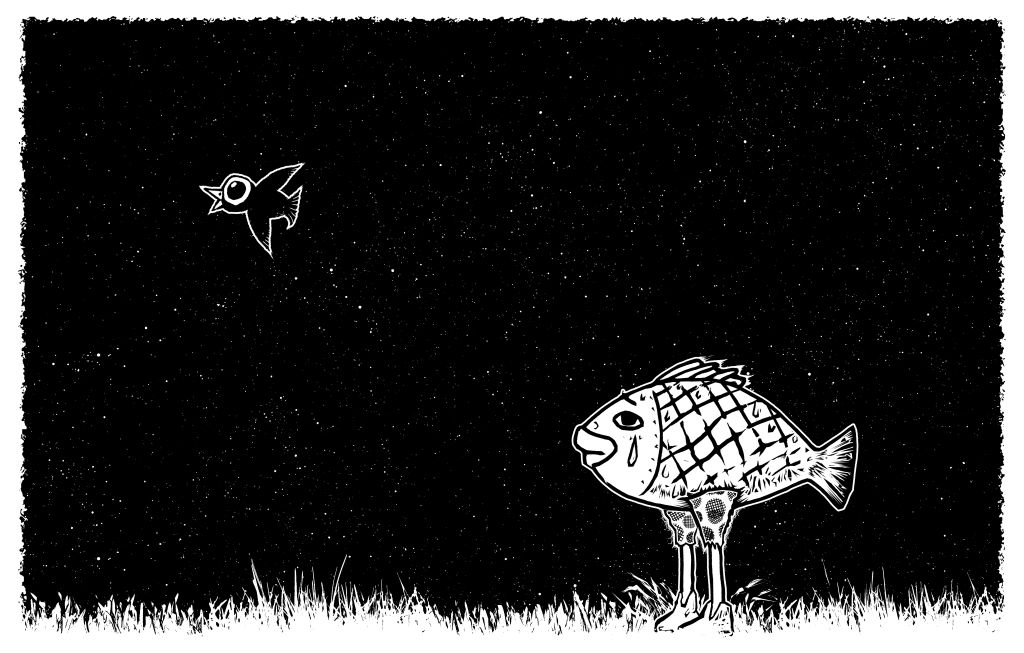Fish & Bird B&W picture