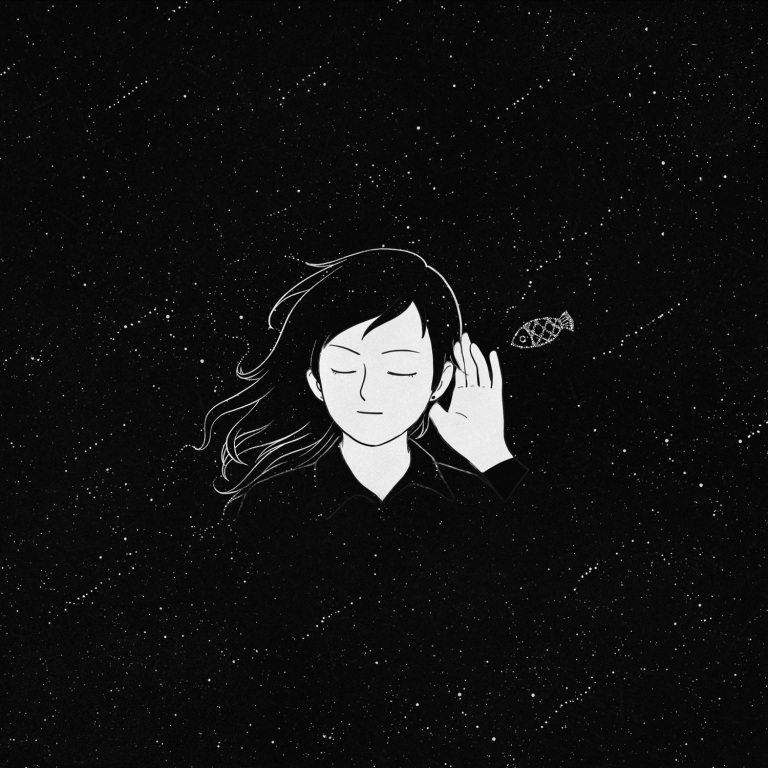 Listening B&W picture