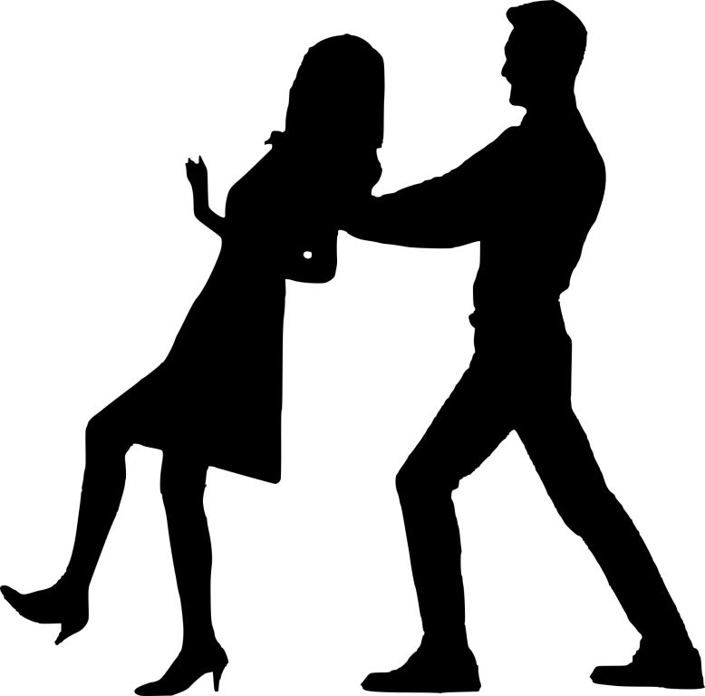 Man pushing woman graphic