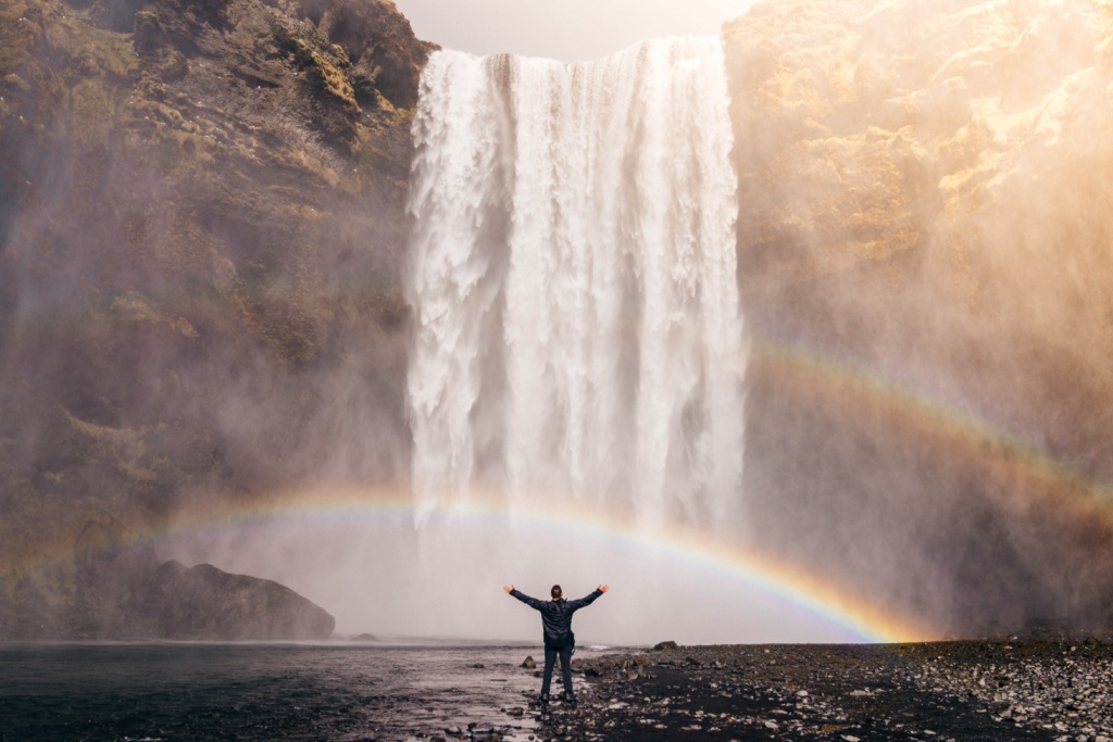 Waterfall person