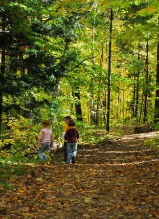 Kids walk in nature