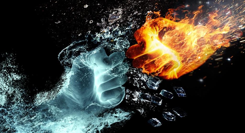 Ice-Fire fists clash