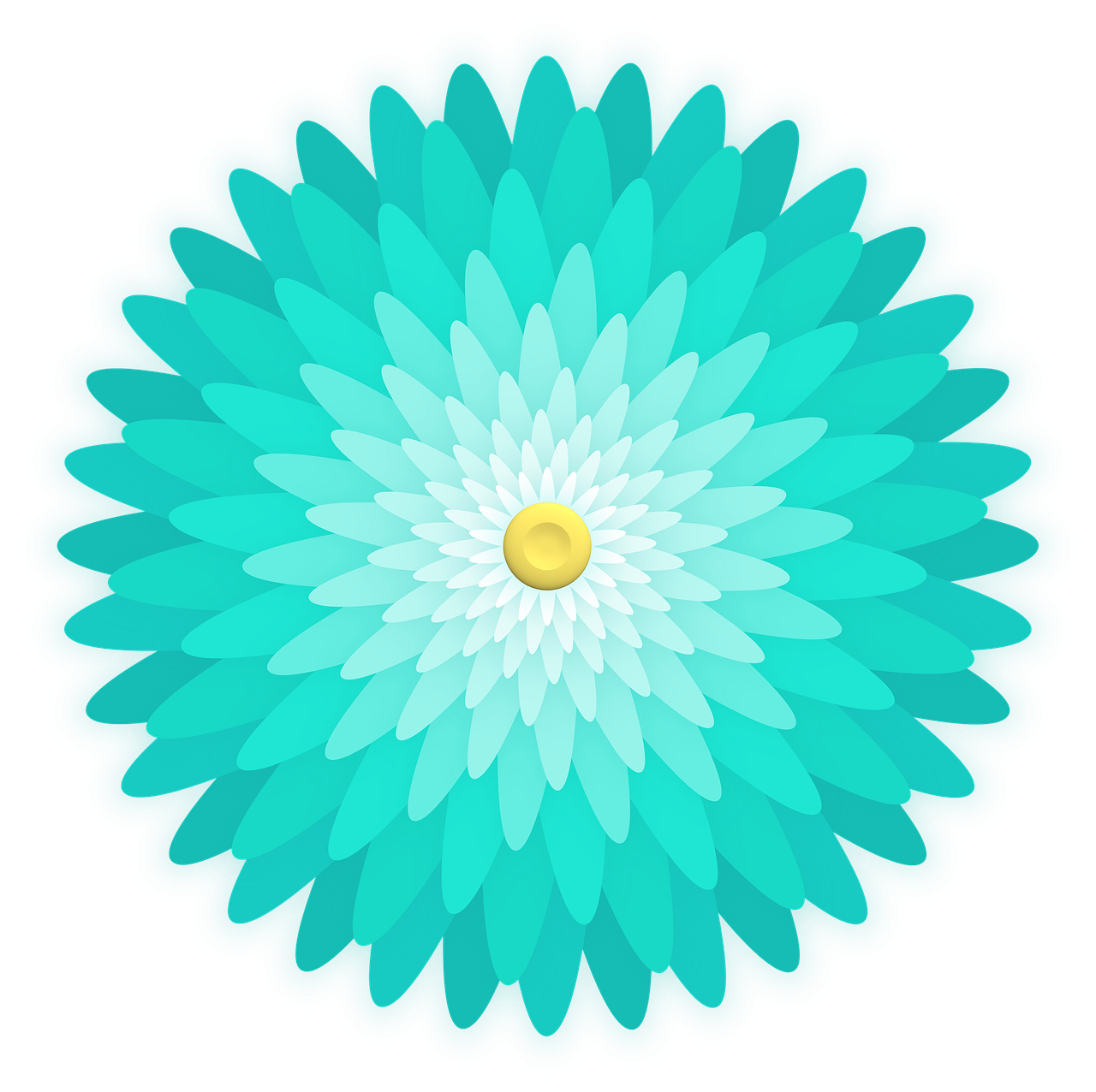 A turquoise mandala in the form of a many-petalled flower