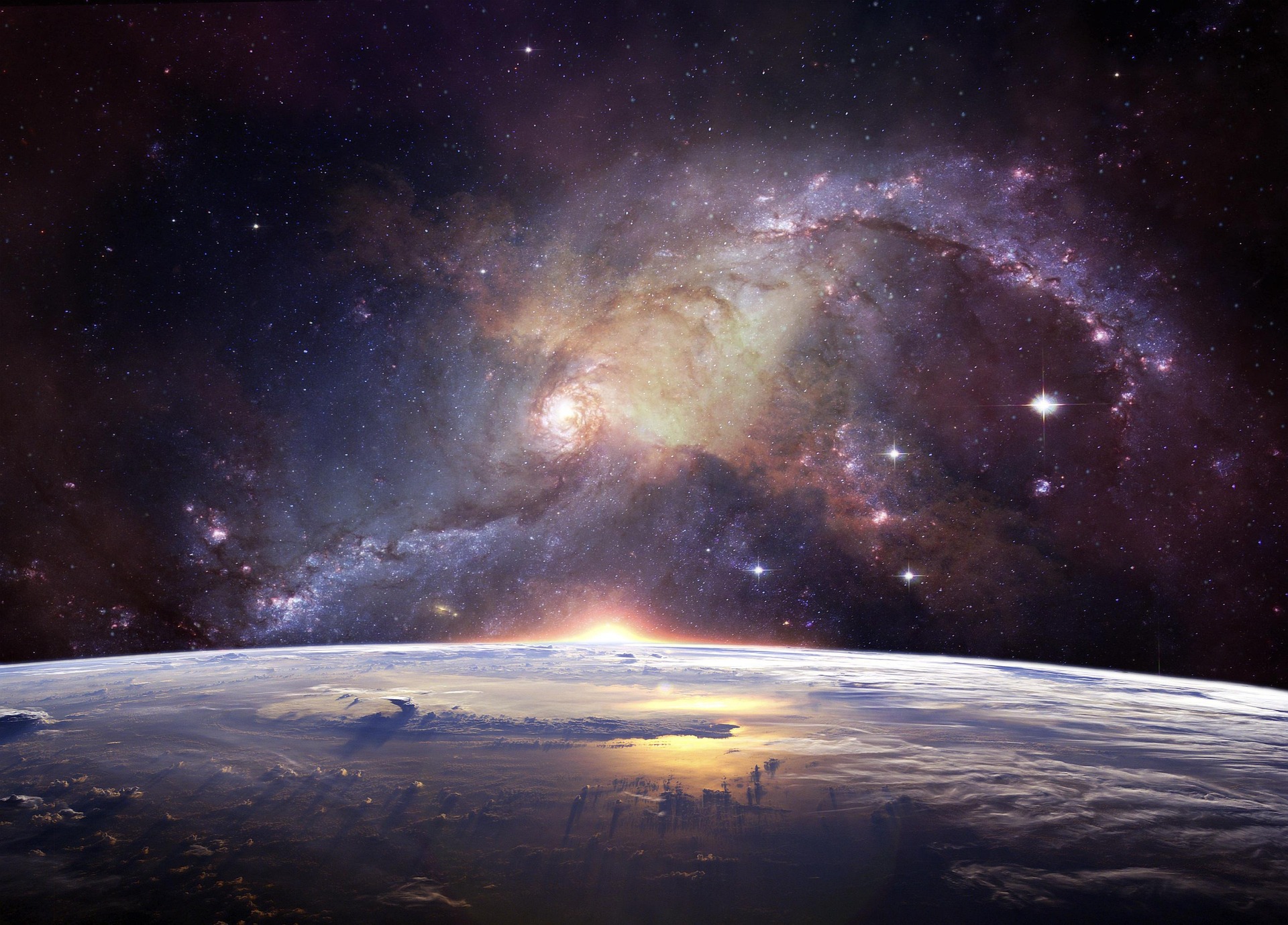 An artist's impression of a starscape just above the Earth's horizon